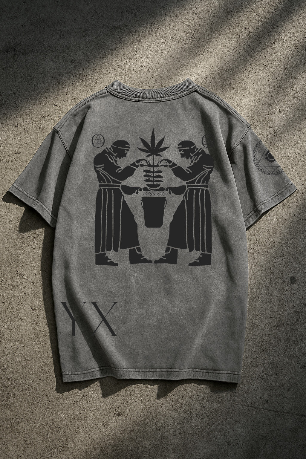 ONYX Light Acid-Wash T-Shirt with Black Hash Making on Back