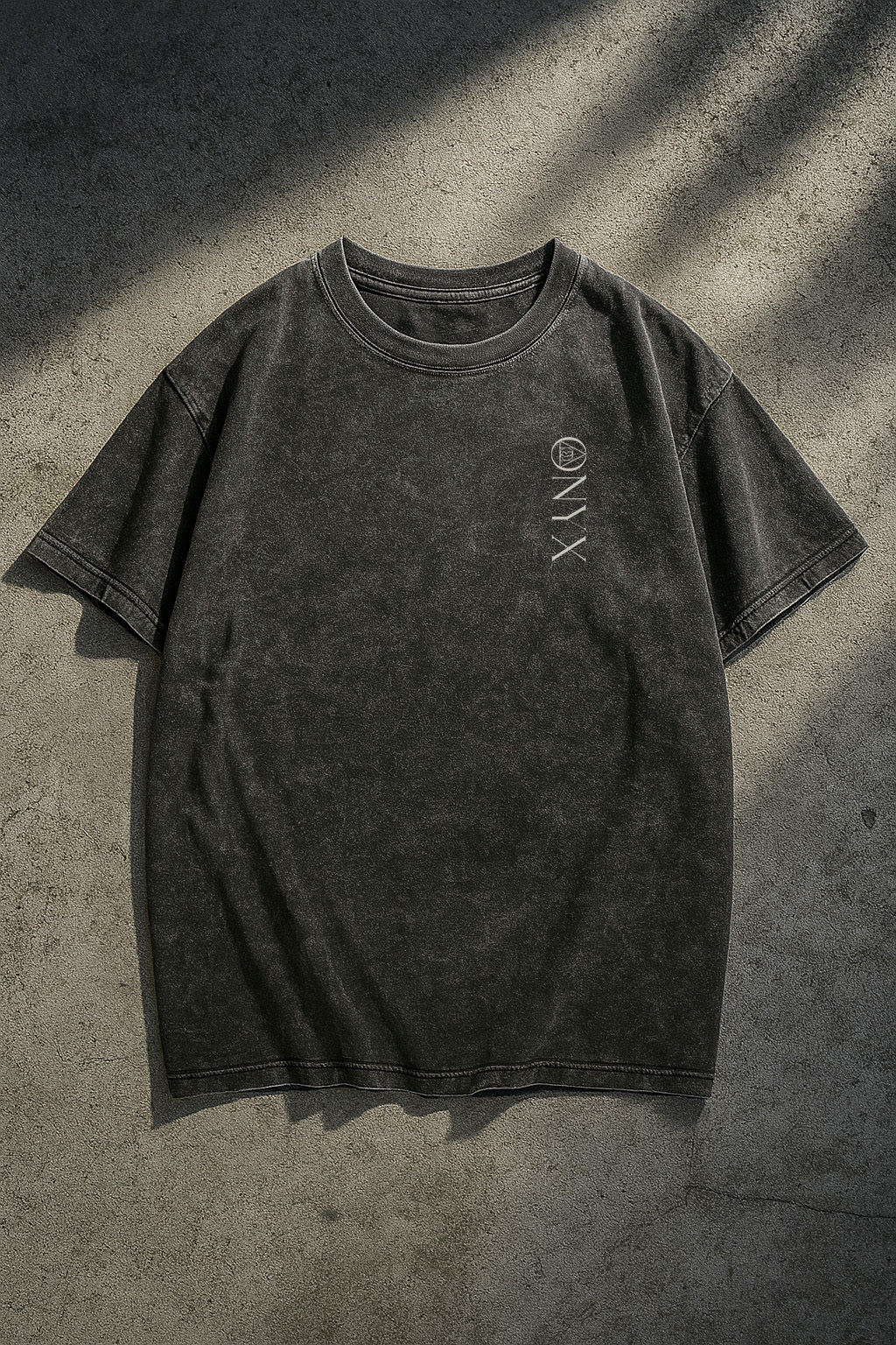 ONYX Dark Acid-Wash T-Shirt with Face and Phone on Back